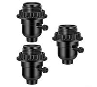 ZiStarlilife Lot de 3 douilles de rechange E26 avec interrupteur à bouton et anneaux d'ombrage, compatible avec les ampoules à base moyenne E27, kit de réparation de lampe avec tuyau fileté et
