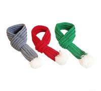 ZiStarlilife Lot de 3 écharpes de Noël pour animal domestique en fil de coton tricoté avec pompon festif, collier chaud réglable pour chiens et chats (1)