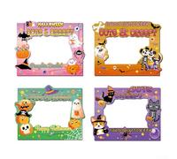 ZiStarlilife Lot de 4 autocollants magnétiques d'Halloween pour cadre photo, autocollants effrayants, 15 x 20 cm, supports de photo en PVC pour réfrigérateur, surfaces métalliques, décoration de fête