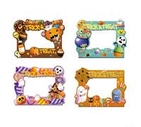ZiStarlilife Lot de 4 autocollants magnétiques d'Halloween pour cadre photo, autocollants effrayants, 15 x 20 cm, supports de photo en PVC pour réfrigérateur, surfaces métalliques, décoration de fête