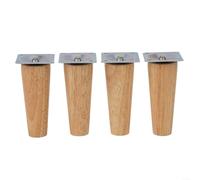 ZiStarlilife Lot de 4 pieds de meubles en chêne massif avec plaques en fer - 8 cm/10 cm/15 cm - Finition grise - Pieds de rechange pour canapé, armoire, chaise, lit (droit, 10 cm)