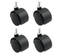 ZiStarlilife Lot de 4 roulettes pivotantes de 38,1 cm en nylon noir avec tige filetée M8 avec frein optionnel, rotation à 360°, roulement silencieux, capacité de charge 15 kg par roue, remplacement