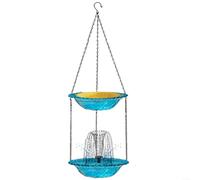 ZiStarlilife Mangeoire à oiseaux à énergie solaire avec design double couche, panneau monocristallin, 25 cm de diamètre, style suspendu pour décoration de jardin et de terrasse (bleu)