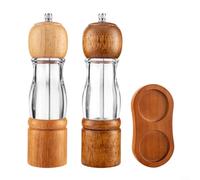 ZiStarlilife Moulin à sel et poivre en bois rechargeable avec grossièreté réglable et fenêtre transparente pour sel de mer ou épices, taille ergonomique de 20,3 cm pour cuisine, table à manger