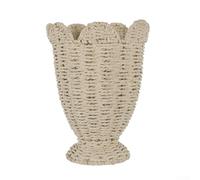 ZiStarlilife Panier de fleurs en plastique effet rotin tressé fait à la main pour décoration d'intérieur avec style naturel vintage beige, taille moyenne ou grande (25 x 12 x 19 cm)