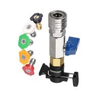 ZiStarlilife Robinet à boisseau sphérique Karcher haute pression avec connexion rapide, adaptateur M22 4500 PSI 14 mm avec interrupteur marche/arrêt et 5 buses pour lavage de voiture, cour, nettoyage