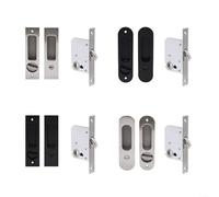 ZiStarlilife Serrure de porte coulissante sans clé pour salle de bain, mécanisme push-to-pull intégré en acier inoxydable pour portes de grange, installation facile à faire soi-même avec gabarit de