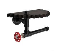 ZiStarlilife Support de papier toilette rétro industriel avec étagère murale en bois pour salle de bain, décoration d'intérieur rustique, 25 cm de diamètre