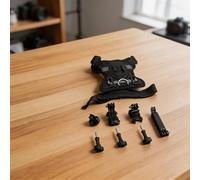 ZiStarlilife Support photo pour animal domestique avec support double caméra pour caméras d'action DJI et GO3, kit harnais léger et respirant avec perche d'extension et base rotative pour