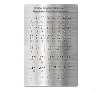 ZiStarlilife Tableau d'apprentissage en braille avec lettres en relief, chiffres et signes de ponctuation, aide pédagogique en métal, pour étudiants malvoyants débutants