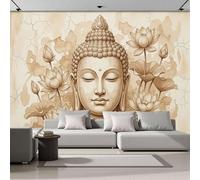 ZISTRCBAO 3D Papier Peint Soie Murale Fleur De Lotus Sculpture Figurative Décoration Murale Fresque Style Zen Rétro Panoramique Fresque Pour Salon & Chambre Fond TV Décoration Poser 350x256cm