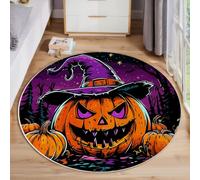 ZISTRCBAO Antidérapant Tapis Ronds Chapeau De Magicien Citrouille Effrayante 180cm | Moelleux Lavable Tapis Ronds Halloween Sombre Convient pour Chambre à Coucher Salon Chambre d'enfant