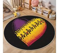 ZISTRCBAO Balle De Softball en Forme De Cœur Rond Tapis De Décoration, Thème Sportif Rétro Tapis Rond Lavable en Machine Anti-Dérapant Intérieur Ultra Doux Chambre D'ado pour Garçon (80cm, Orange)