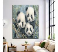 ZISTRCBAO Bamboo Panda Impression Sur Toile 50×70 cm Tableau Animaux À L'Aquarelle Affiche Art Mural Decoration Poster Aesthetic Pour Chambre Salon Je Suis Moderne Sans Cadre, Vert
