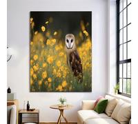 ZISTRCBAO Chouette Dans Le Floral Impression Sur Toile 70×100 cm Tableau Réalisme Animalier Affiche Art Mural Decoration Poster Aesthetic Pour Chambre Salon Je Suis Moderne Sans Cadre, Jaune