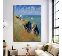 ZISTRCBAO Falaise Maritime Impression Sur Toile 80×120 cm Tableau Peinture À L'Huile Paysage Affiche Art Mural Decoration Poster Aesthetic Pour Chambre Salon Je Suis Moderne Sans Cadre, Bleu