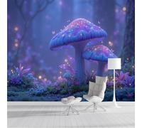 ZISTRCBAO Forêt De Champignons Murales Panoramique 150x105cm, Art Fantastique Mural Fond D'écran, Bleu Mur De Fond TV Chambre Enfant Papier Peint Poster