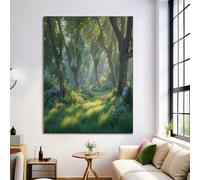 ZISTRCBAO Forêt Dense Affiche Toile Art Mural Peinture, Paysages Naturels Réalistes Impression Sur Toile Photo Peinture 50×70 cm, Vert Décoration Murale Pour Salon Chambre Maison