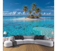 ZISTRCBAO Îles Maldives Murales Panoramique 250x175cm, Charme Du Front De Mer Mural Fond D'écran, Bleu Mur De Fond TV Chambre Enfant Adulte Papier Peint Poster