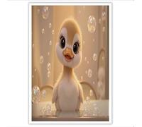ZISTRCBAO Impression Sur Toile Adorable Petit Canard Jaune, Affiche Et Imprimés D' Style Dessin Animé 3D Pour Salle De Bain Toilettes 40×50 cm, Sans Cadre