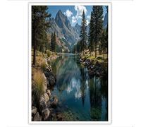 ZISTRCBAO Impression Sur Toile Montagnes Forêts Lacs Image Tableau Decoration Murale 50×70 cm, Paysages Naturels Réalistes Toile Tableau Décoration Murale Pour Chambre à Coucher Bureau Galerie