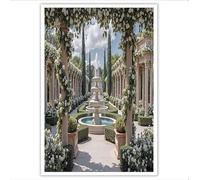 ZISTRCBAO Impression Sur Toile Sans Cadre - Jardin Sculpture Fontaine - Jardin À La Française - Impression Sur Toile Décorative Motif Pour Chambre à Coucher, Bureau, Salon 40×50 cm