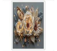 ZISTRCBAO Impressions Sur Toile Sculptures De Papillons Et De Roses, Reliefs Élégants Et Luxueux Peinture Murale, Decoration Murale Salon Chambre Coucher Salle De Bains Couloir 70×100 cm