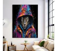 ZISTRCBAO Léopard À L'Aquarelle Impression Sur Toile 60×90 cm Tableau Style Street Art Affiche Art Mural Decoration Poster Aesthetic Pour Chambre Salon Je Suis Moderne Sans Cadre, Noir