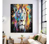 ZISTRCBAO Lion À L'Aquarelle Impression Sur Toile 30×40 cm Tableau Réalisme Animalier Affiche Art Mural Decoration Poster Aesthetic Pour Chambre Salon Je Suis Moderne Sans Cadre, Multicolore