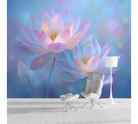 ZISTRCBAO Lotus Rose Papier Peint Panoramique 200x140cm, Papier Peint Soie 3D Rêve Floral, Mural Poster Tableaux Muraux Pour Salon Chambre Décoration Murale, Rose