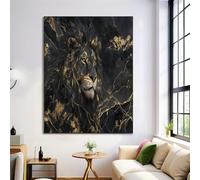 ZISTRCBAO Marbre Du Lion Noir Impression Sur Toile 60×90 cm Tableau Portrait Animalier Affiche Art Mural Decoration Poster Aesthetic Pour Chambre Salon Je Suis Moderne Sans Cadre, Noir