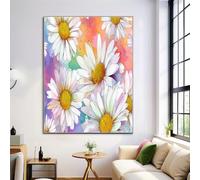 ZISTRCBAO Marguerite Blanche Impression Sur Toile 70×100 cm Tableau Aquarelle Florale Affiche Art Mural Decoration Poster Aesthetic Pour Chambre Salon Je Suis Moderne Sans Cadre, Blanc