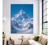 ZISTRCBAO Montagne Enneigée Impression Sur Toile 50×70 cm Tableau Réalisme Du Paysage Affiche Art Mural Decoration Poster Aesthetic Pour Chambre Salon Je Suis Moderne Sans Cadre, Bleu