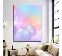 ZISTRCBAO Nuages Roses Impression Sur Toile 50×70 cm Tableau Belle Rêveuse Affiche Art Mural Decoration Poster Aesthetic Pour Chambre Salon Je Suis Moderne Sans Cadre, Rose Clair