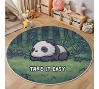 ZISTRCBAO Panda des Forêts Tapis Rond Antidérapant, Animal Mignon De Dessin Animé Tapis Ronde De Salon Doux Antidérapant pour Entrée De La Salle De Jeux De La Chambre d'enfant (80cm, Vert)