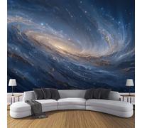 ZISTRCBAO Panorama De La Voie Lactée Papier Peint Panoramique 300x210cm, Papier Peint Soie 3D Espace De Rêve, Mural Poster Tableaux Muraux Pour Salon Chambre Décoration Murale, Bleu