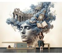 ZISTRCBAO Papier Peint Architecture Classique Portrait D'Homme Papier Peint Panoramique 3D Art Abstrait Moderne 400x280cm, Papiers Peints Photo Géante Décoration Murale Pour Salon Chambre Fond TV