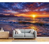 ZISTRCBAO Papier Peint Coucher De Soleil Sur La Côte 200x140cm Murale Photo