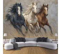 ZISTRCBAO Papier Peint De Chevaux Au Galop, Papier Peint Photo Peinture À L'Huile Vintage D'Animaux, Poster Panoramique Pour Salon Chambre à Coucher Décoration D'intérieur 400x280cm