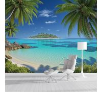 ZISTRCBAO Papier Peint De Plages Palmiers Îles, Papier Peint Photo Exotique, Poster Panoramique Pour Salon Chambre à Coucher Décoration D'intérieur 350x256cm