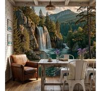 ZISTRCBAO Papier Peint Forêt Lac De Plitvice Papier Peint Panoramique 3D Paysages Naturels Réalistes 200x140cm, Papiers Peints Photo Géante Décoration Murale Pour Salon Chambre Fond TV