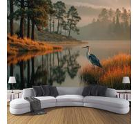 ZISTRCBAO Papier Peint Héron Du Lac Forestier, Animaux Du Paysage Naturel Papier Peint Panoramique Pour Salon Chambre Décoration Murale Poster 200x140cm