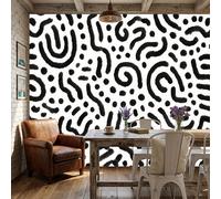 ZISTRCBAO Papier Peint Lignes Pois 3D Murale Pour TV Fond Mur Décor Style Tribal Abstrait Murales Grandes Poster Imprimé Papier Peint Pour Chambre Salon Décor Fond TV 350x256cm