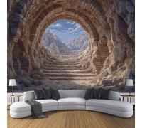 ZISTRCBAO Papier Peint Panoramique Ancien Tunnel En Briques, Bâtiment Rétro Mural Fond D'écran, Brun Revêtement Murales Pour Salon Chambre Couloir TV Fond Décor Mural 300x210cm