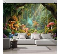 ZISTRCBAO Papier Peint Panoramique Champignons Fleurs Vignes 300x210cm, Paysages Naturels Fantastiques Papier Peint Soie Mural, Verdure Poster Mural Impression Pour Salon Chambre Décoration Murale