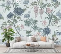 ZISTRCBAO Papier Peint Panoramique Chrysanthèmes Glycines Iris | Papier Peint Soie Plantes Anglaises Anciennes 200x140cm, Fresque Murale Décoration Murale Pour Salon Chambre Bureau (Non Adhésif)