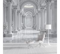 ZISTRCBAO Papier Peint Panoramique Colonnes En Marbre Sculpté Soie - 400x280cm Papier Peint Géant 3D Pour Chambre Salon Salle à Manger Décoration Murale - Architecture De Luxe Européenne, Blanc