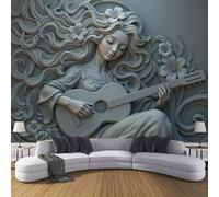 ZISTRCBAO Papier Peint Panoramique Femme Jouant De La Guitare, Papier Peint De Photo Relief De Figurine Vintage Pour Salon Chambre Enfant Chambre Décoration 350x256cm