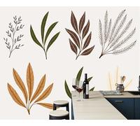 ZISTRCBAO Papier Peint Panoramique Feuilles De Plantes Minimalistes 350x256cm, Papier Peint Photo Dessin Au Trait Bohème, Mural Décoration Salon Chambre Chambre D'enfant, Brun