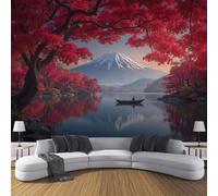 ZISTRCBAO Papier Peint Panoramique Feuilles D'Érable De Montagne Enneigées, Style Japonais Photo Mural Wallpaper Pour Salon Chambre TV Fond Bureaux 400x280cm, Rouge Poster Murales